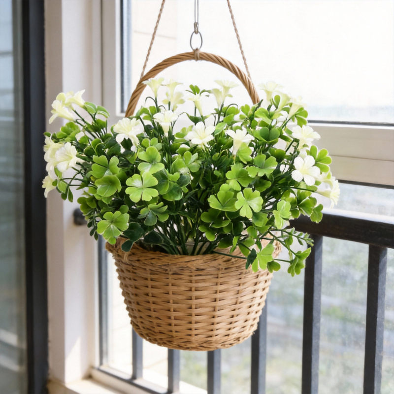 Buchet de flori artificiale din plastic cu trifoi cu patru foi și cinci brațe, decor pentru casă și birou