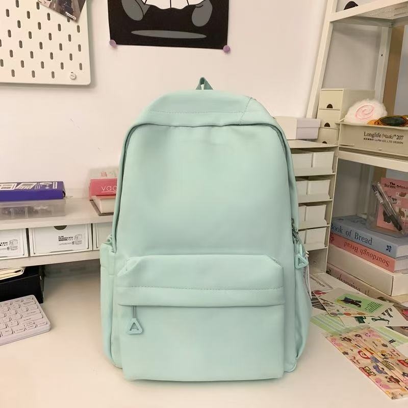 Nylon ruksak inspiriran prirodom s blokovima boja i slovima, unisex, velika kapaciteta, studentski ruksak za 14-inčni prijenosnik