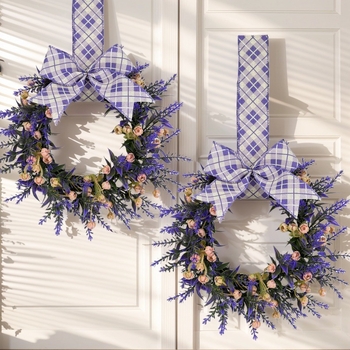 Ghirlandă artificială cu levănțică mov pentru decor interior – decor pentru perete și ușă