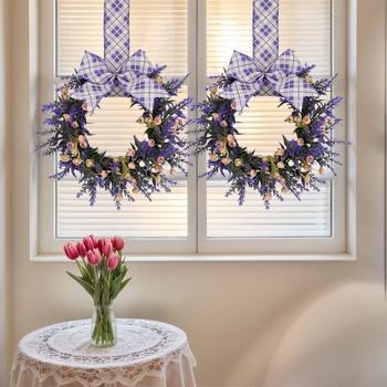 Ghirlandă artificială cu levănțică mov pentru decor interior – decor pentru perete și ușă