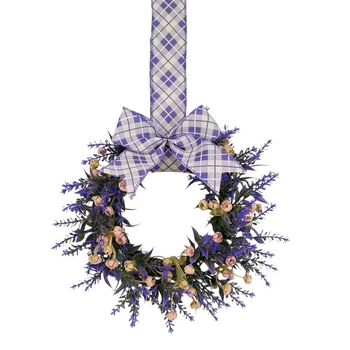 Ghirlandă artificială cu levănțică mov pentru decor interior – decor pentru perete și ușă