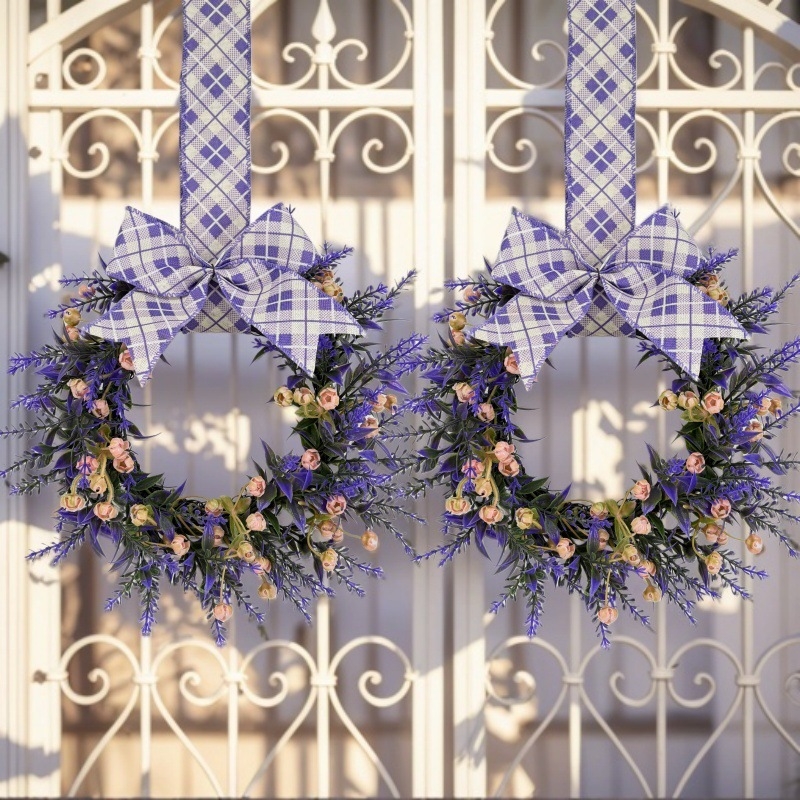 Ghirlandă artificială cu levănțică mov pentru decor interior – decor pentru perete și ușă
