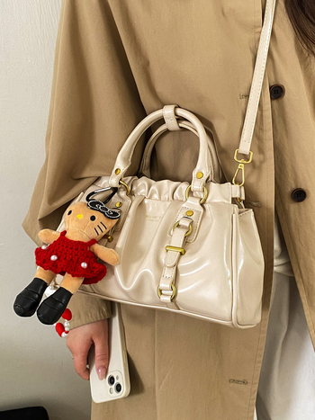 Női kis elegáns PU bőr crossbody táska, vödör alakú, közepes méret, téli 2025 kiadás, mindennapi viselethez és munkához