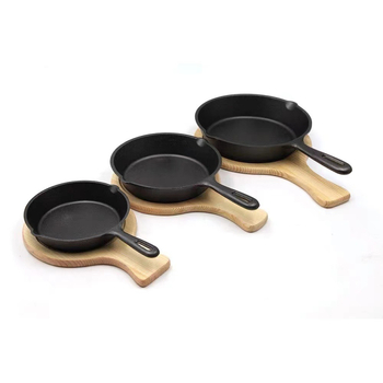 Tigaie grill din fontă cu mâner unic, bază plată, compatibilă cu inducția, pentru fripturi și griluri