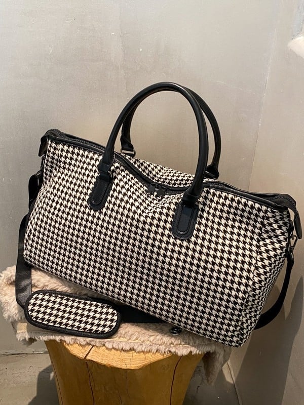 Unisex putna torba, velika kapaciteta, karirani dizajn u blokovima boja, lagana i stilna