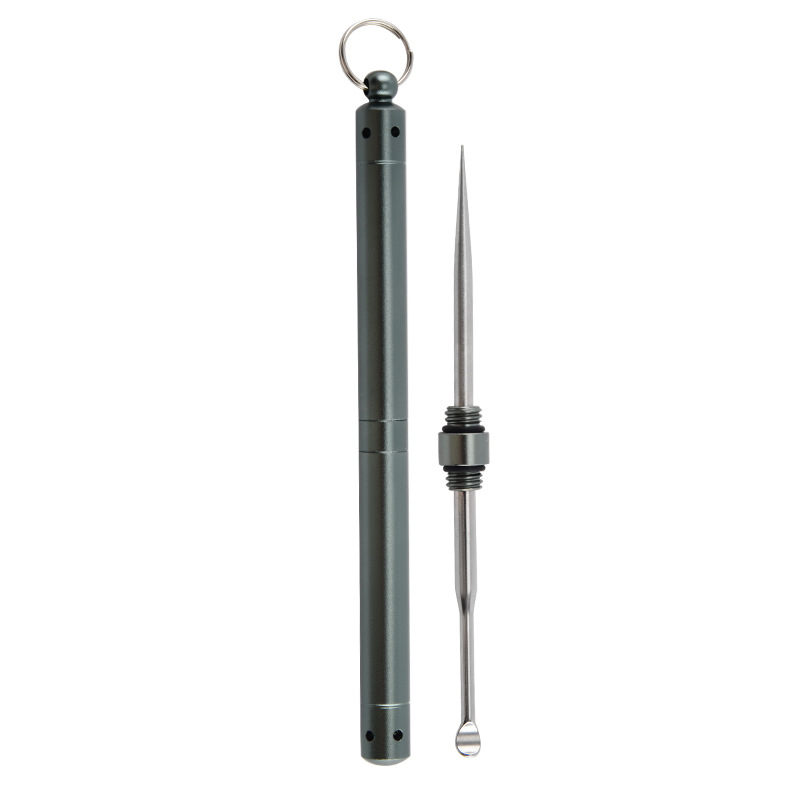 Lingură pentru urechi din oțel inoxidabil, vârf dublu pentru urechi și scobitoare, instrument de curățare a dinților din aliaj de titan, portabil, multifuncțional, ambalaj individual