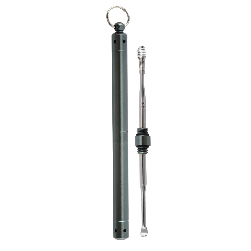 Lingură pentru urechi din oțel inoxidabil, vârf dublu pentru urechi și scobitoare, instrument de curățare a dinților din aliaj de titan, portabil, multifuncțional, ambalaj individual
