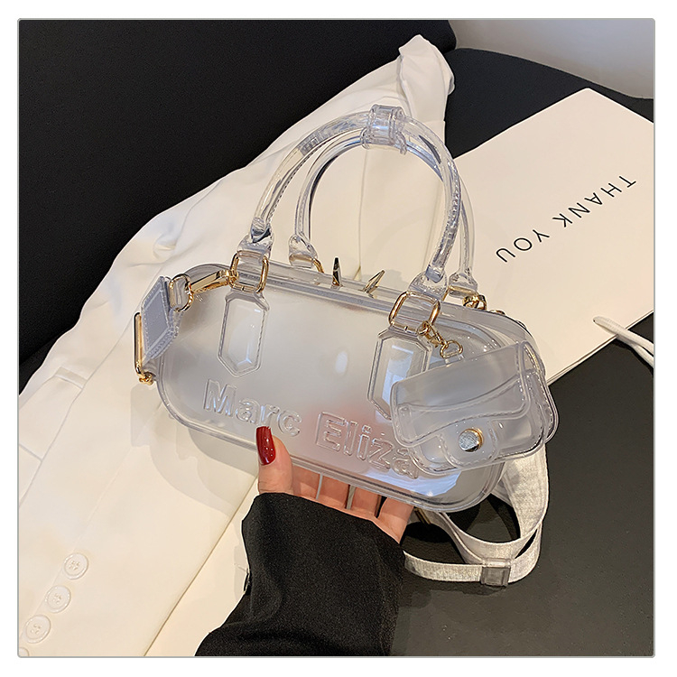 PVC jelly torba za žene, 2025 nova moda, nišna crossbody s jednim kaišem, casual i svestrana, horizontalni kvadratni oblik, bez podstavke, zatvarač