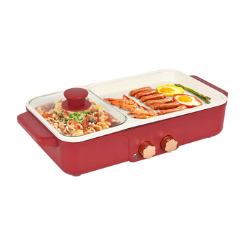Sistem all-in-one pentru hot pot și grătar, aburi, fără fum, tigaie antiaderentă, temperatură reglabilă, 1300W, 220V, pentru 2–3 persoane