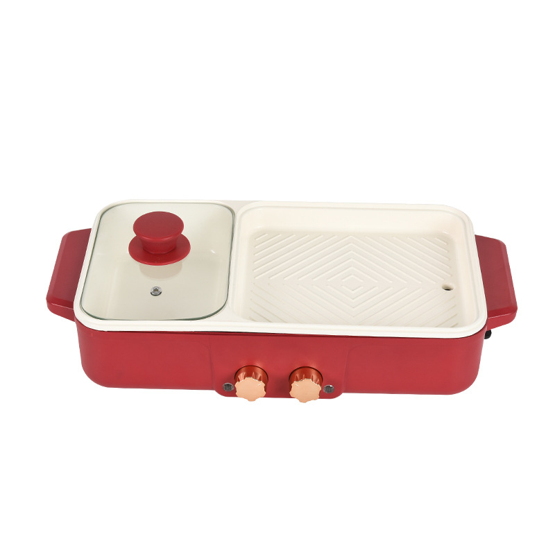 Sistem all-in-one pentru hot pot și grătar, aburi, fără fum, tigaie antiaderentă, temperatură reglabilă, 1300W, 220V, pentru 2–3 persoane