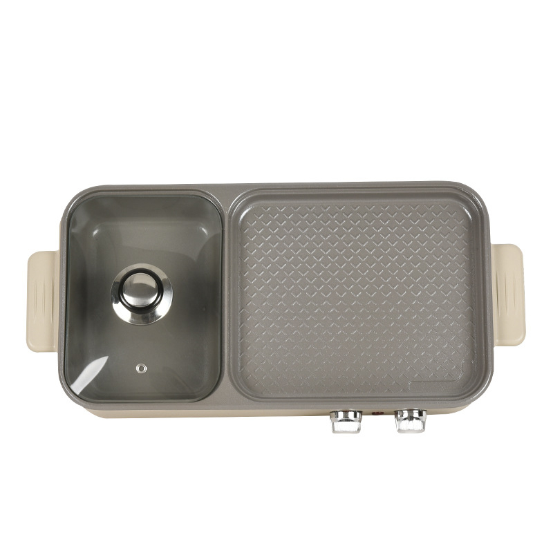 Sistem all-in-one pentru hot pot și grătar, aburi, fără fum, tigaie antiaderentă, temperatură reglabilă, 1300W, 220V, pentru 2–3 persoane