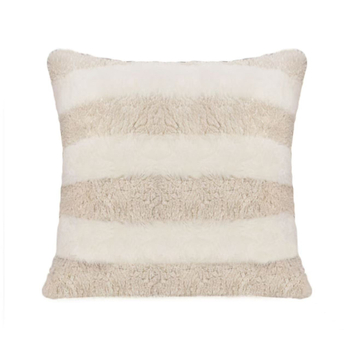 Pernă decor nordică din blană de iepure și catifea Teddy, cu față unică, dungată, pentru pat, birou și casă