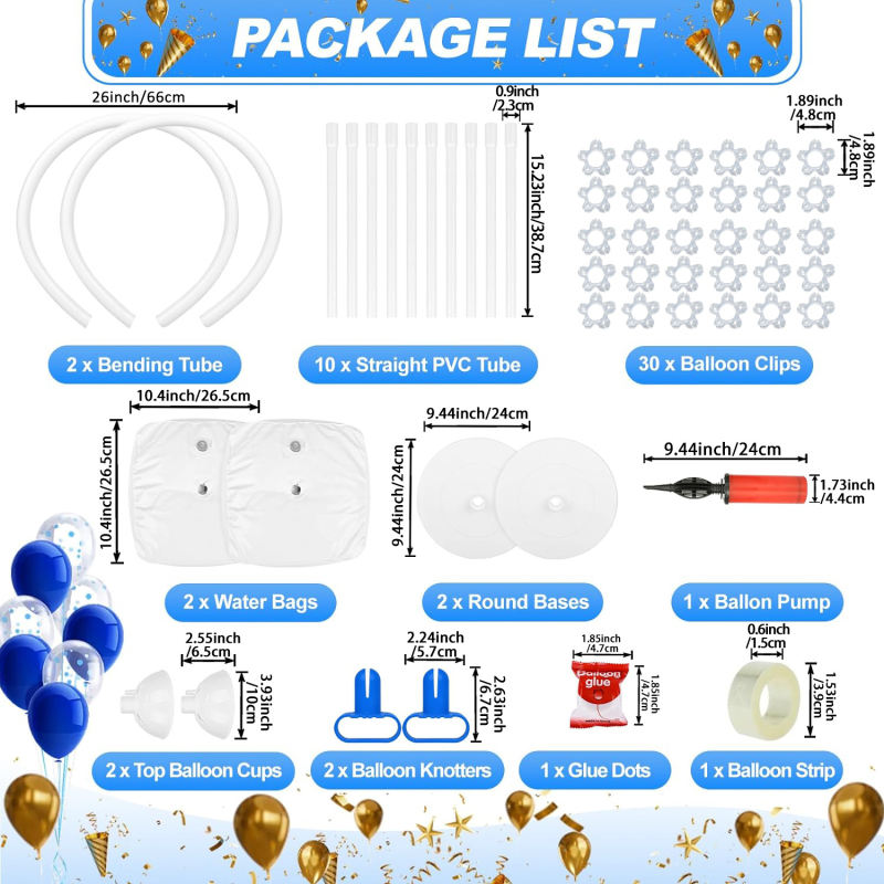 Kit flexibil pentru arc balon cu suporturi de 8 ft și 6 ft, pentru ziua de naștere