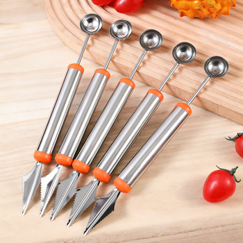 Instrument din oțel inoxidabil pentru fructe: lingură pentru bile de pepene, extractor de pulpă, instrument pentru aranjarea platourilor