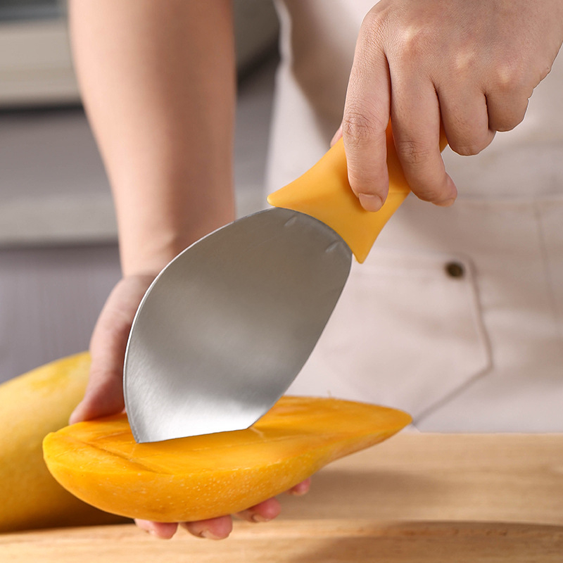 Instrument pentru fructe: lingură-despărțitor pentru mango și tăietor de fructe pentru mango, pepene și avocado — oțel inoxidabil