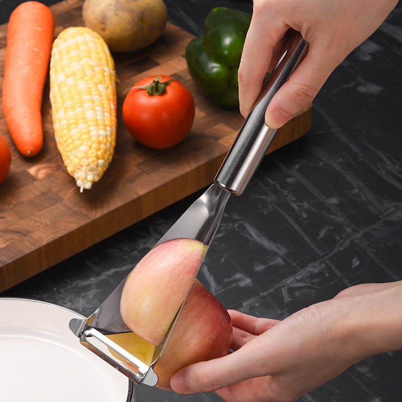 Cuțit de curățare mere din oțel inoxidabil și separator pentru fructe și legume – 3 în 1 ustensilă de bucătărie