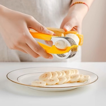 Tăietor de banane din oțel inoxidabil, divizor pentru fructe și tăietor de cârnați