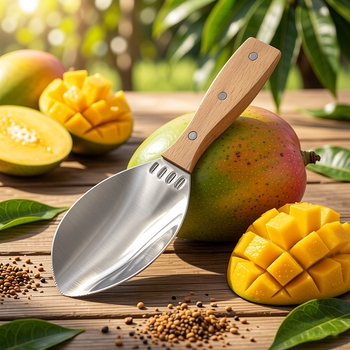 Tăietor de mango din oțel inoxidabil, cu decojit, separator de pulpă și sâmburi — dispozitiv multifuncțional pentru fructe
