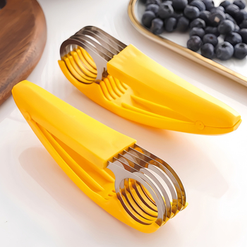 Tăietor de banane din oțel inoxidabil, clips pentru șuncă și cârna, separator de fructe, cuțit multifuncțional creativ, instrument de tăiere pepene