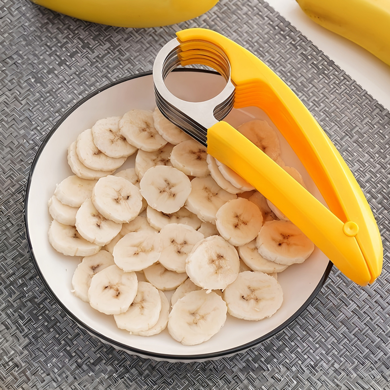 Tăietor de banane din oțel inoxidabil, clips pentru șuncă și cârna, separator de fructe, cuțit multifuncțional creativ, instrument de tăiere pepene