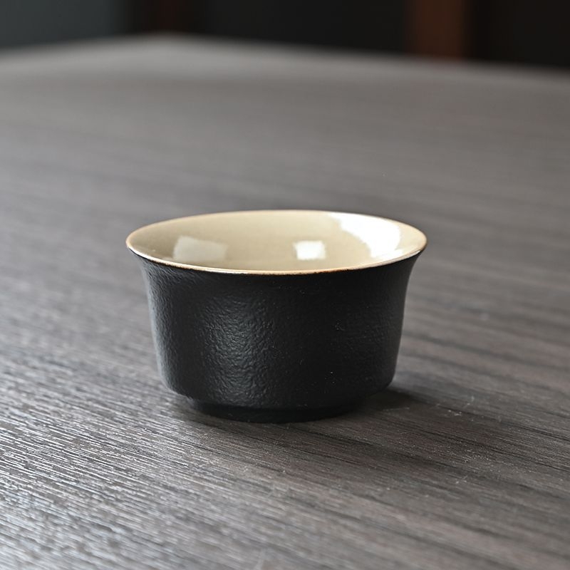 Set Gongfu de ceai din ceramică neagră – depozitare pentru călătorii, set simplu pentru o singură infuzie, mâner lateral în stil japonez pentru cămin