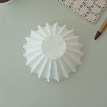 155 Filtru de hârtie în formă de bol, alb pentru cafea prin picurare, formă de tort cu origami valuri, filtru cu bază plată