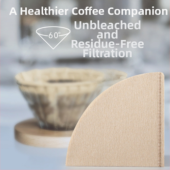 Filtru de cafea V60 din pulpă de lemn brut, fără clor, formă în V, pentru filtra cafea prin picurare, pachet de 40 de foi