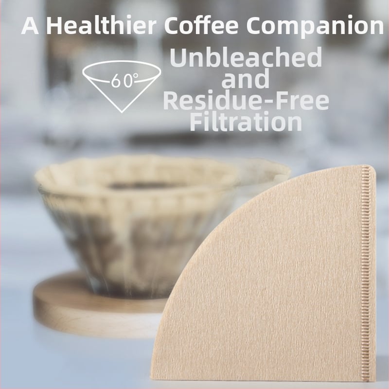 Filtru de cafea V60 din pulpă de lemn brut, fără clor, formă în V, pentru filtra cafea prin picurare, pachet de 40 de foi