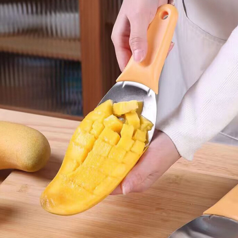 Instrument pentru curățarea mango-ului și cuțit multifuncțional pentru fructe, separare pulpă, tăiere cuburi și modelare