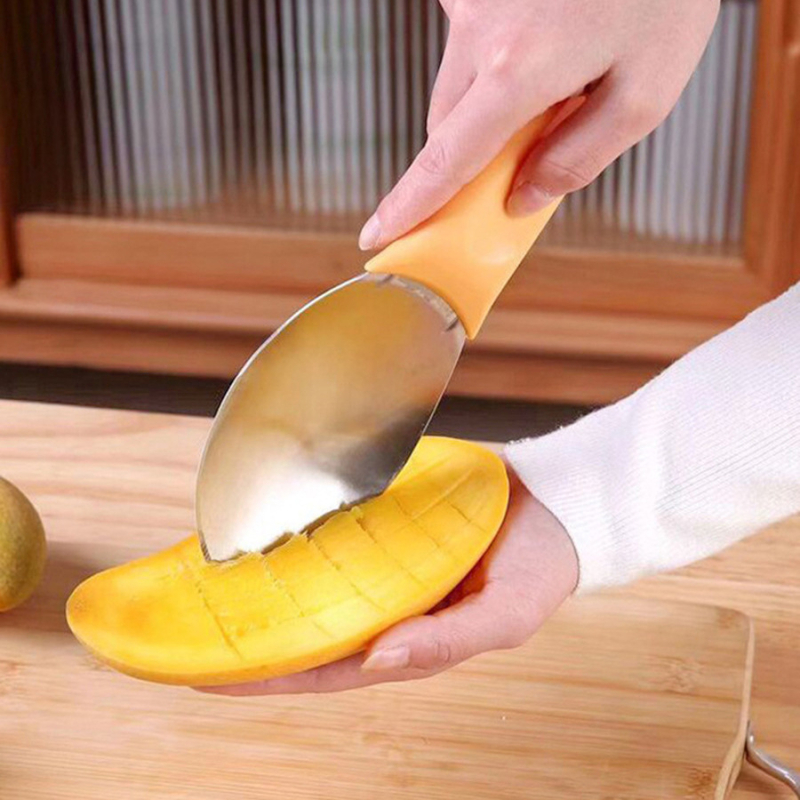 Instrument pentru curățarea mango-ului și cuțit multifuncțional pentru fructe, separare pulpă, tăiere cuburi și modelare