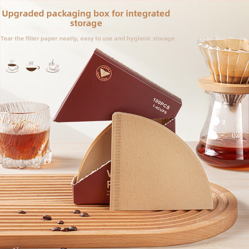 Filtru de cafea în formă de V, 100 de foi, portabil pentru cafea la filtru prin picurare