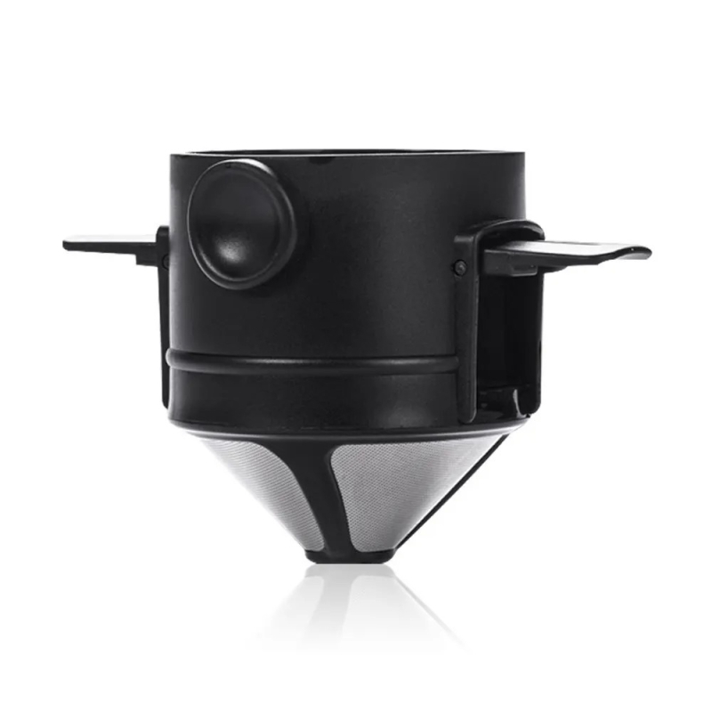Filtru de cafea din oțel inoxidabil, reutilizabil, fără filtru de hârtie, filtru pour-over portabil, pliabil, cu mâner de agățare