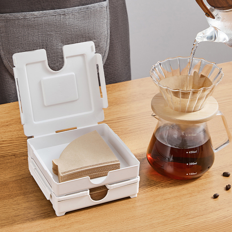 Cutie magnetică de depozitare a filtrelor de cafea în stil japonez, suport pentru hârtie de filtrare cu formă de ventilator