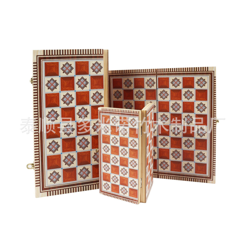 Drveni set tri igre: šah, dama i backgammon