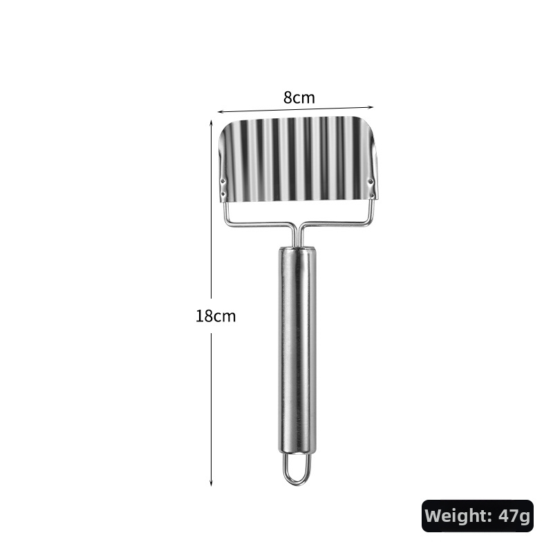 Cuțit din oțel inoxidabil pentru cartofi, lamă ondulată, tăietor de legume pentru cartofi și cartofii dulci, unelte mici