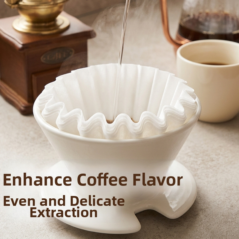 Filtru de cafea din fibre nețesute, filtrare rapidă, 185 mm, formă de tort, pentru cafea la pour-over, 1–4 cești, 50 de coli într-un pachet