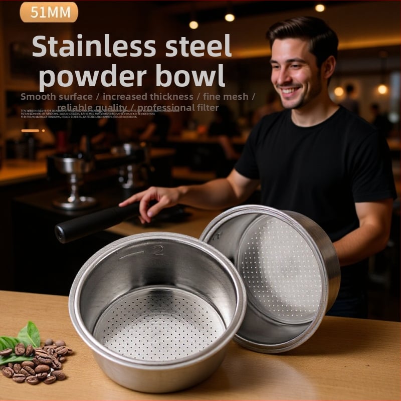 Set de cafea pentru drip manual, cu filtru din oțel inoxidabil, pâlnie pentru pulbere, bol pentru pulbere și cântar; capacitate 51 porții