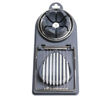 Feliator de ouă 2 în 1 cu feliere decorative, zdrobitor de ouă, din oțel inoxidabil