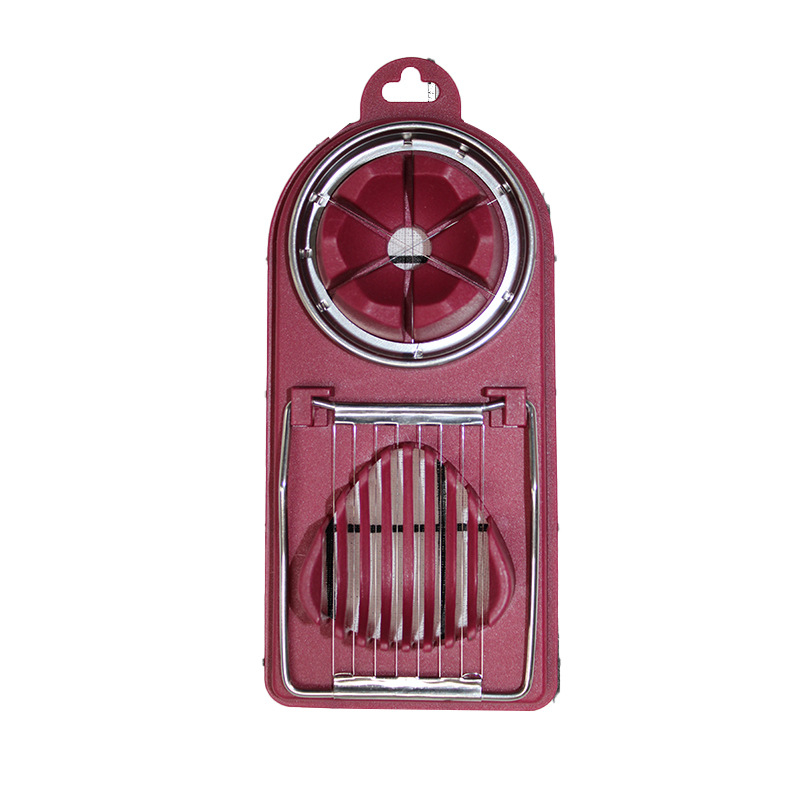 Feliator de ouă 2 în 1 cu feliere decorative, zdrobitor de ouă, din oțel inoxidabil