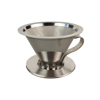 Filtru de cafea din oțel inoxidabil cu mâner și bază, sită de filtrare 300-mesh pentru cafea și ceai