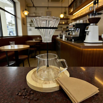 Suport din sticlă pentru filtru de cafea prin infuzare, set de suport pentru ceașcă, uz casnic și comercial, stil american