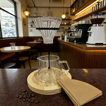 Suport din sticlă pentru filtru de cafea prin infuzare, set de suport pentru ceașcă, uz casnic și comercial, stil american