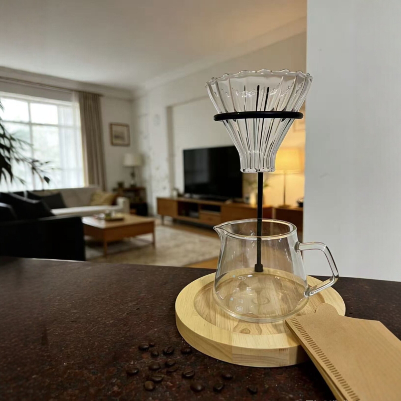 Suport din sticlă pentru filtru de cafea prin infuzare, set de suport pentru ceașcă, uz casnic și comercial, stil american
