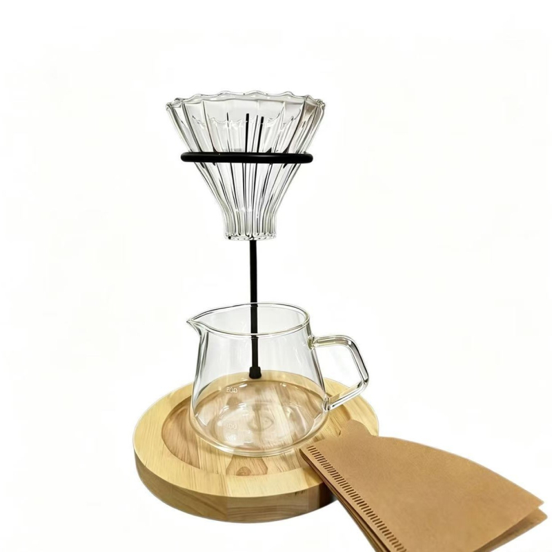 Suport din sticlă pentru filtru de cafea prin infuzare, set de suport pentru ceașcă, uz casnic și comercial, stil american