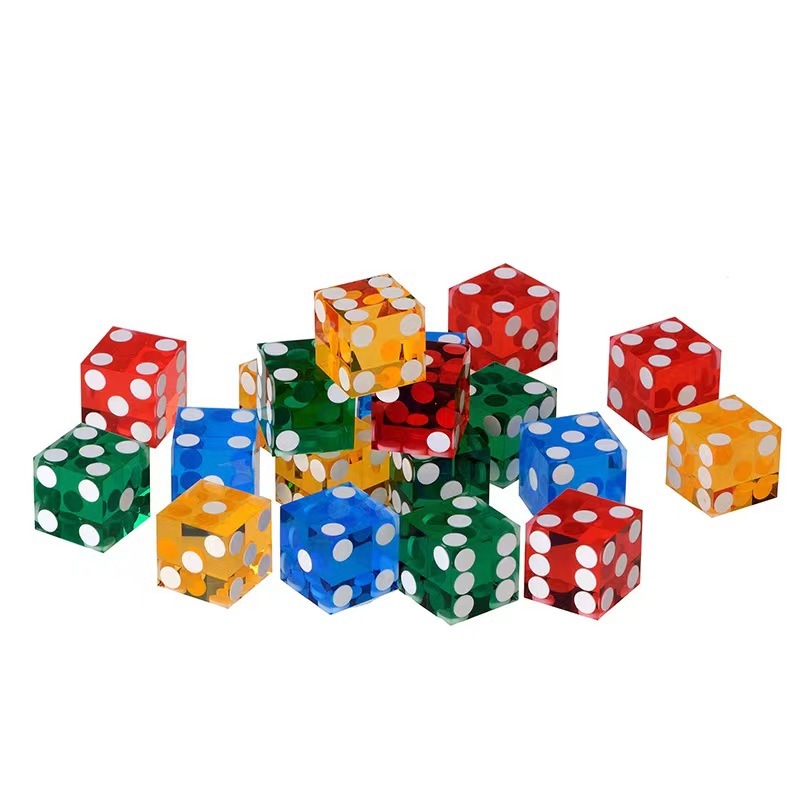 19 mm akrilne kocke, prozirno žute, šestostrane, precizne za kasino