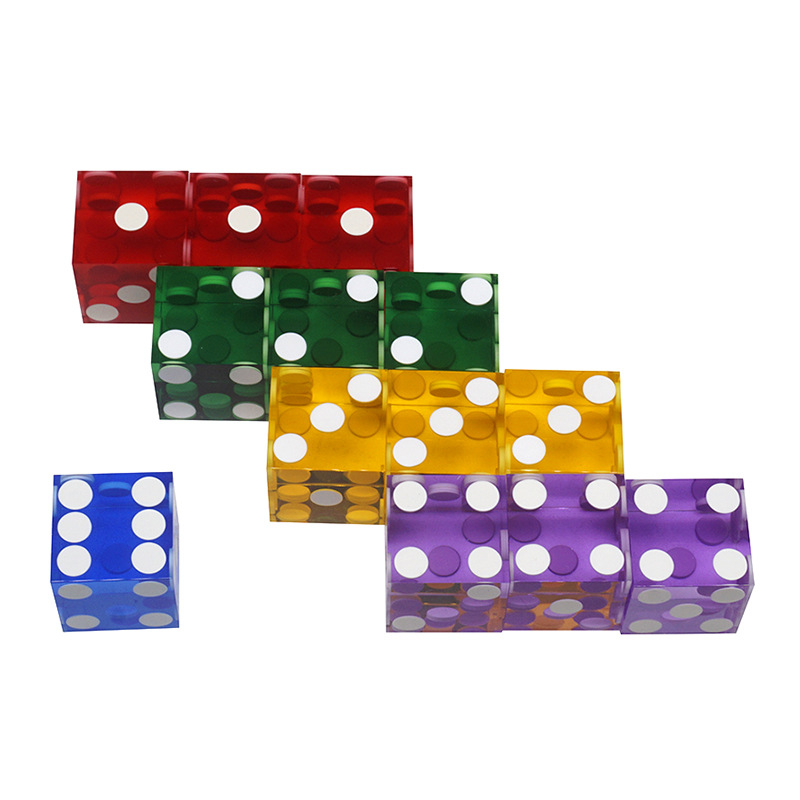 19 mm akrilne kocke, prozirno žute, šestostrane, precizne za kasino