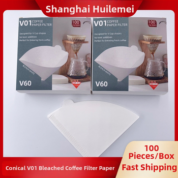 Filtre de cafea V60 în formă conică, albite, pentru 1-2 cești, 100 bucăți, cutie colorată, V01