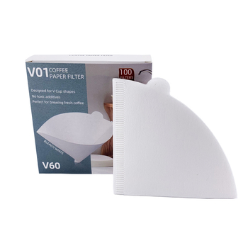 Filtre de cafea V60 în formă conică, albite, pentru 1-2 cești, 100 bucăți, cutie colorată, V01