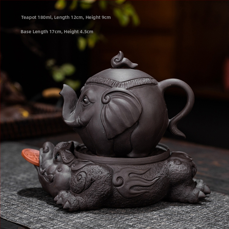 Nový kreatívny čajový set z purpurovej hliny v tvare fugu ryby, veľký čajník a šálky, kung-fu čajová súprava s držiakom na čajník