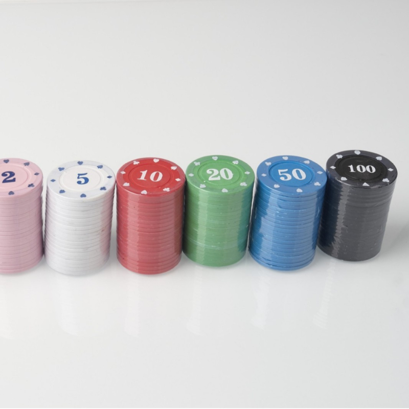 Set poker žetona s kutijom, ABS materijal, 100 komada u kutiji, boje: bijela, crvena, plava, zelena, crna, edukativne novčiće za prostorije za igre